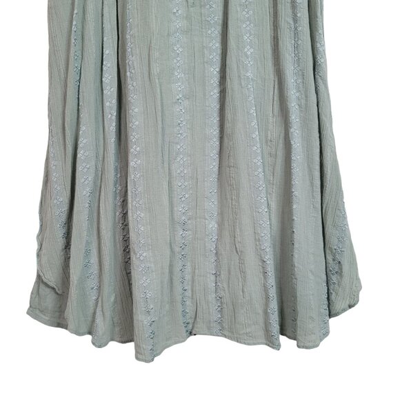 Free People Size L Dress Boho Gauze Flowy Layers Pullover Beachy Crochet Green - Picture 6 of 12